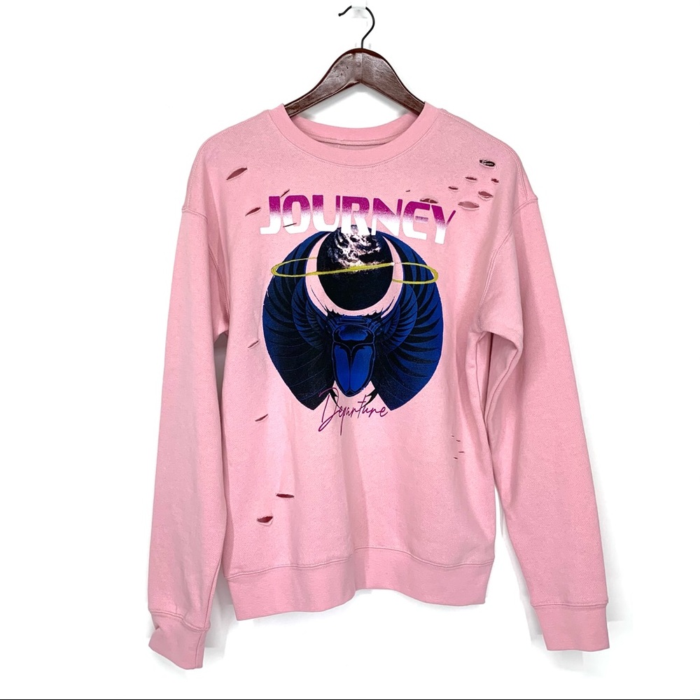 Journey Departure 80’s Rock Music Retro Graphic Slash Out Pink Sweatshirt New